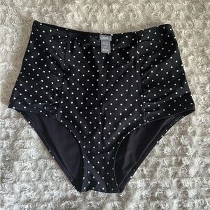 Aerie High Waisted Full Coverage Black Polka Dot Bikini Bottoms Size XS